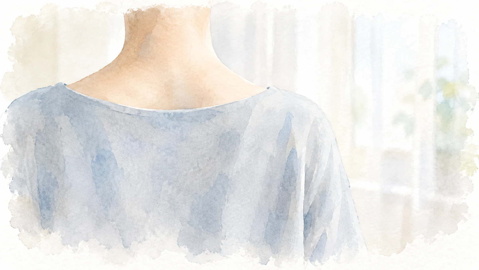 首から肩と背中を描いた水彩の説明用イメージ